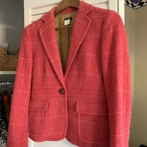 EUC J.Crew Coral Herringbone Wool Blazer Sz 0